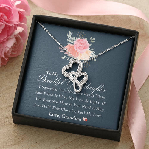 To My Beautiful Granddaughter Love And Light Heart Necklace - Mother And Daughter Necklace - Mom Gift - Mother Jewelr Double Hearts Necklace