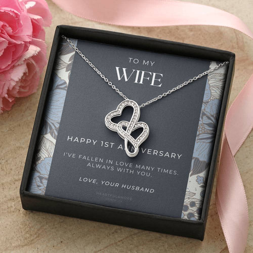 1 Year Anniversary Gift For Wife 1 Year Anniversary Gifts 1 Year Wedding Anniversary Gift Ideas 1St Wedding Anniver 1 Double Hearts Necklace