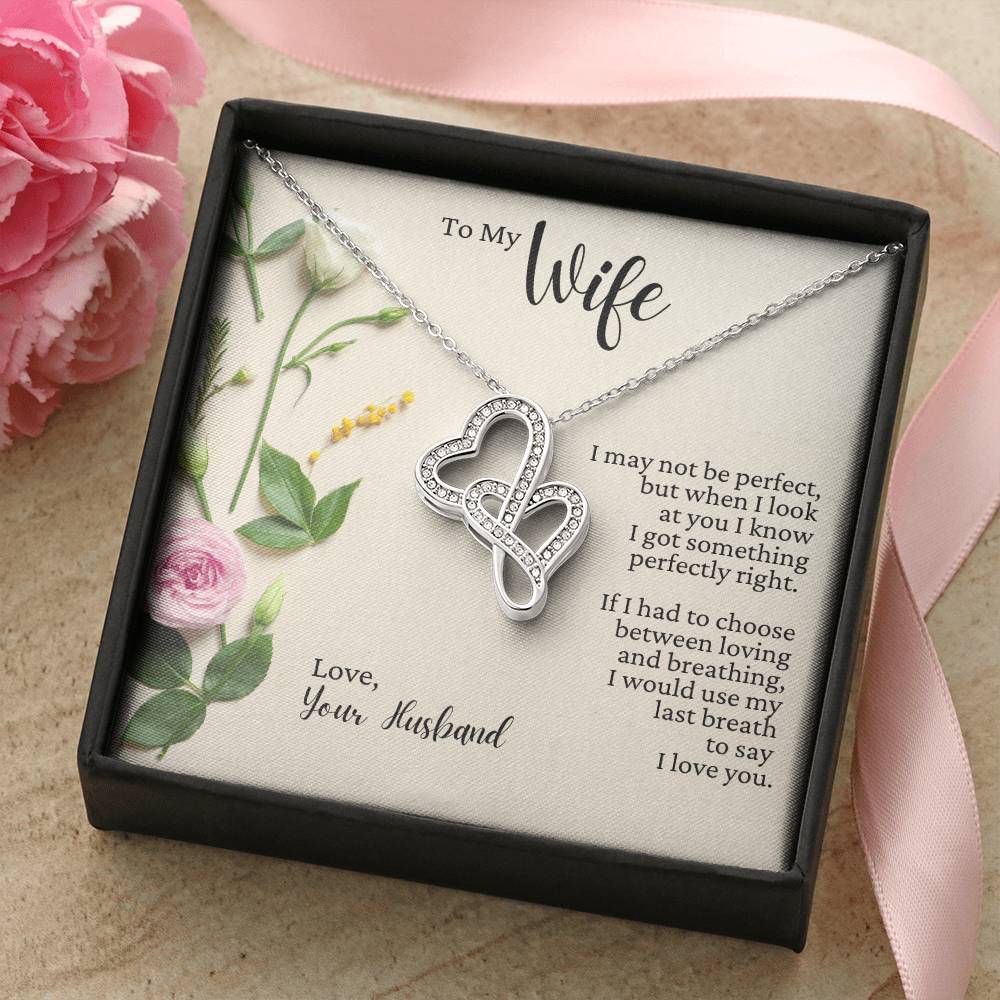 To My Wife - Last Breath - Necklace Double Hearts Necklace