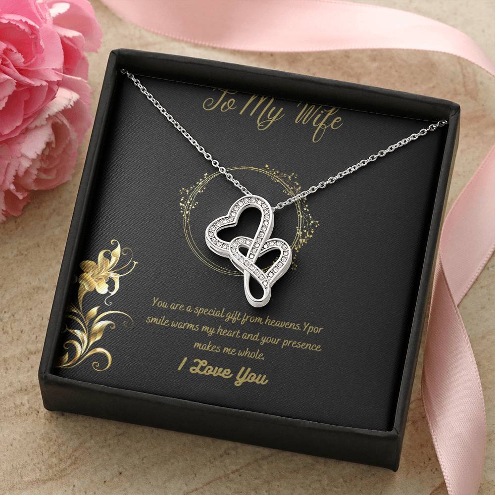 To My Wife Necklacegift Form Husband To Wife. Anniversary Gift From Husband To Wife. Birthday Gift For Wife. Gift For Double Hearts Necklace