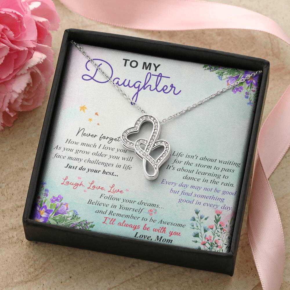 To My Daughter - 5 Double Hearts Necklace
