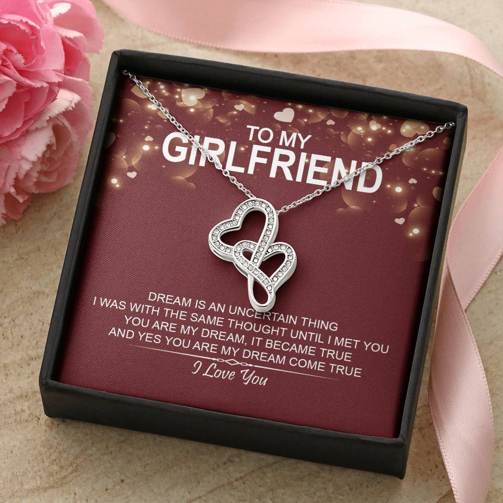 To My Girlfriend - I Love You Message - Tmgf04 Double Hearts Necklace