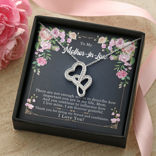 To Mother-In-Law - Mother's Day - Double Hearts Necklace