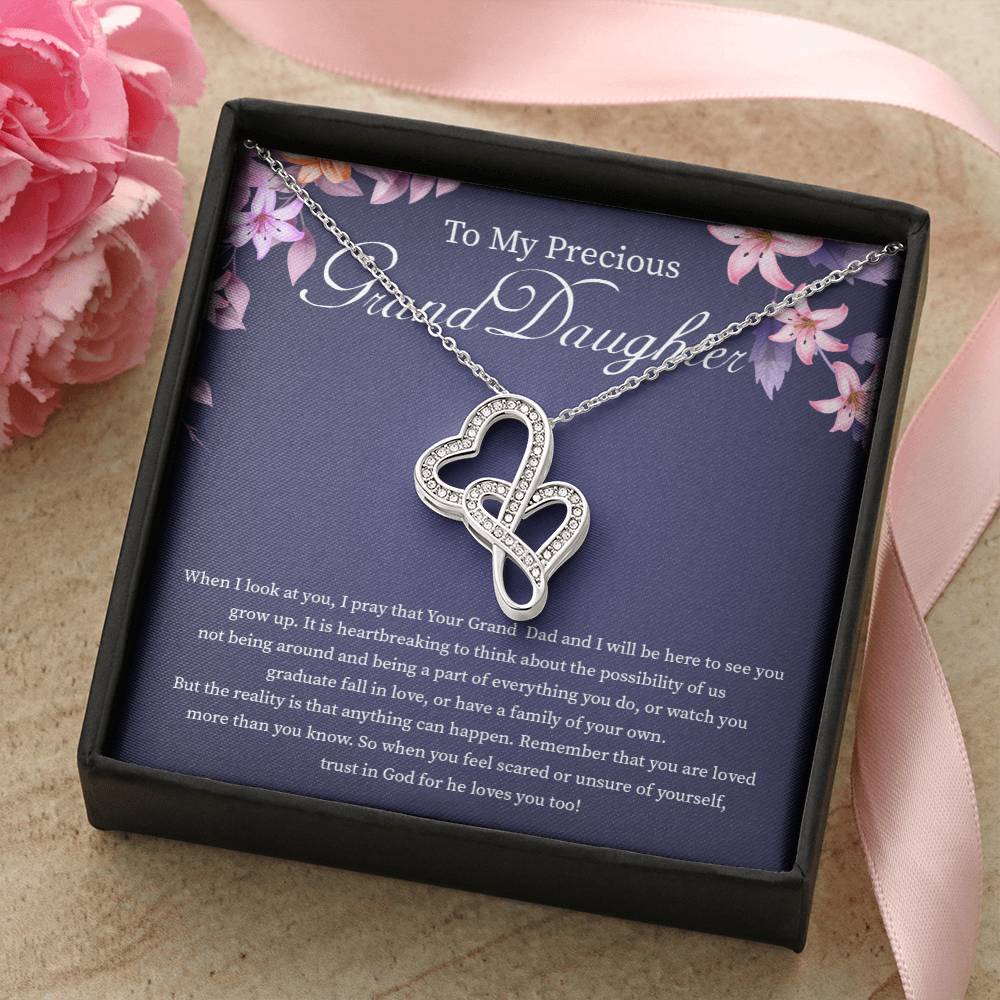 To My Precious Granddaughter Necklace Double Hearts Necklace