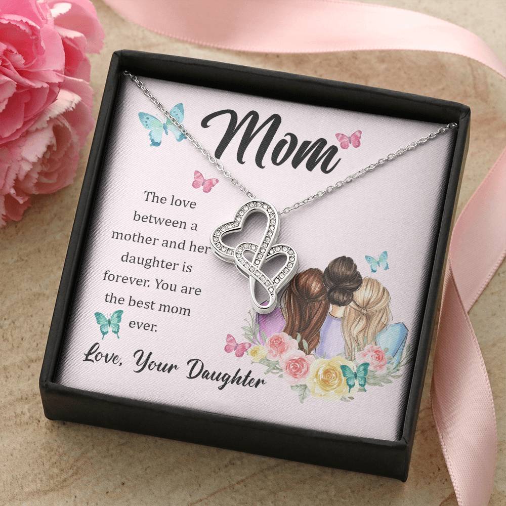 Gift For Mom From Daughter - Double Hearts Necklace