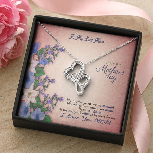 To My Best Mom Happy Mother's Day Double Hearts Necklace
