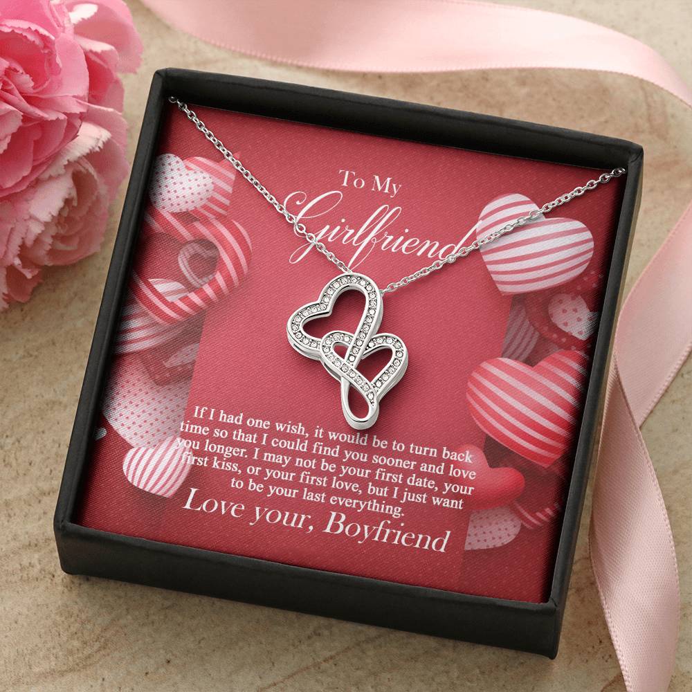 To My Girlfriend - Double Hearts Necklace
