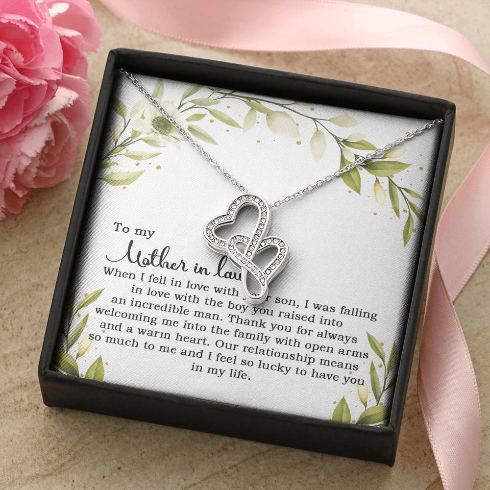 To My Mother In Law When I Fell In Love With Your Son 1 Double Hearts Necklace