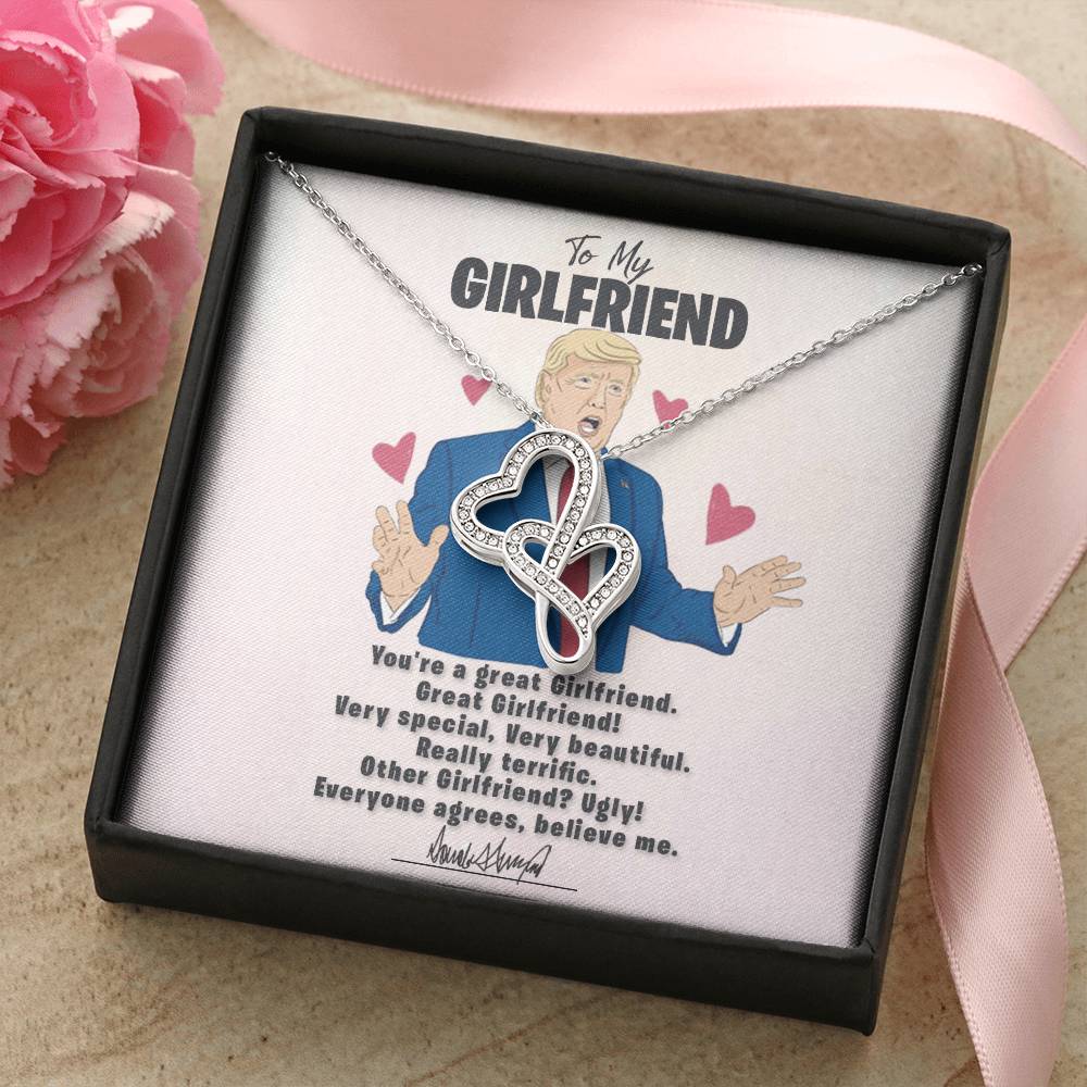 To My Girlfriend - I Love You Message - Tmgf07 Double Hearts Necklace