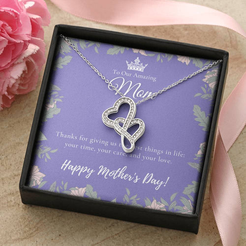 To Our Amazing Mom Necklace Happy Mother’S Day Gift Personalized Mom Gift Mothers Necklace Gift For Mom Best Mom 1 Double Hearts Necklace