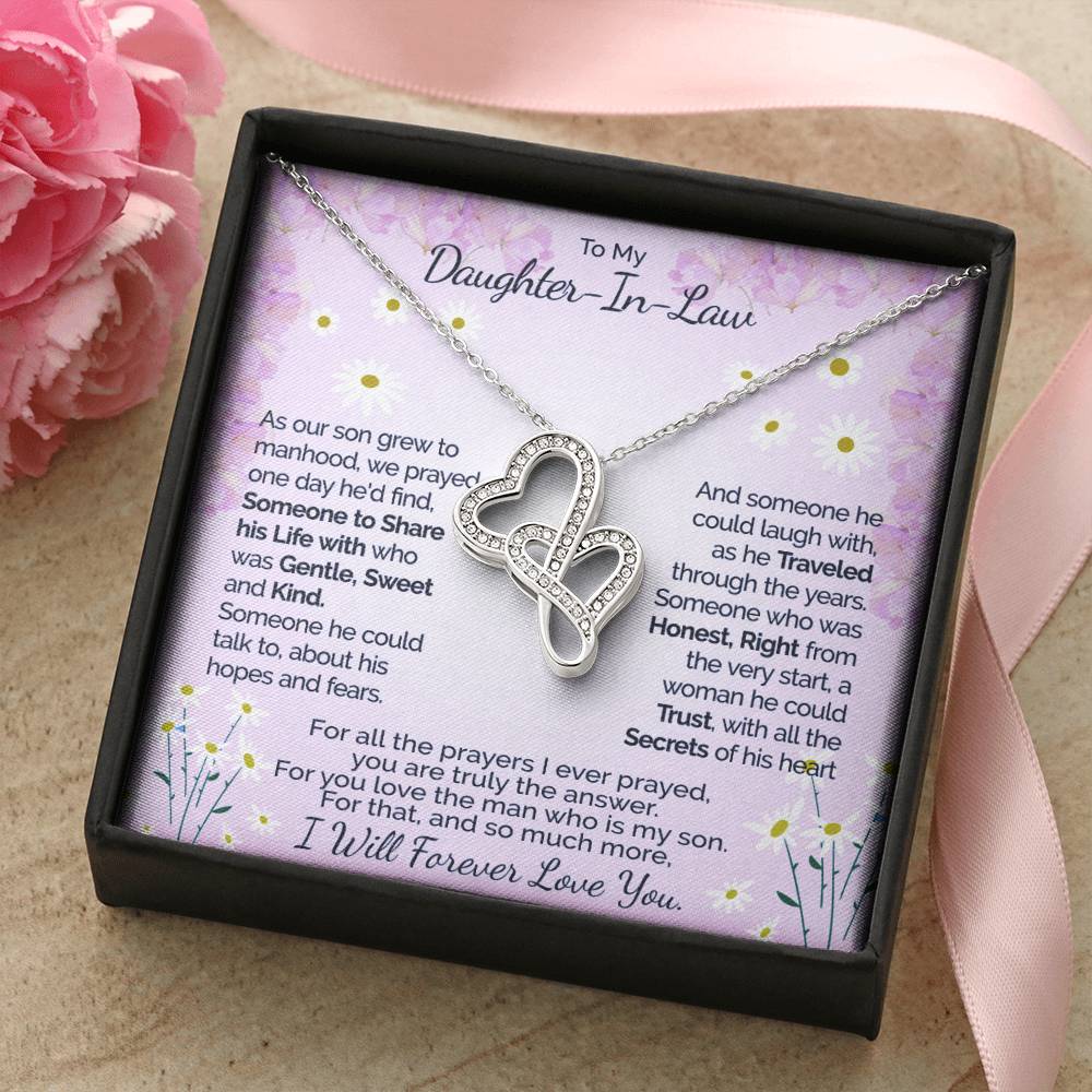 A Gift For Daughter In Law - You Are Truly The Answer 3 Double Hearts Necklace