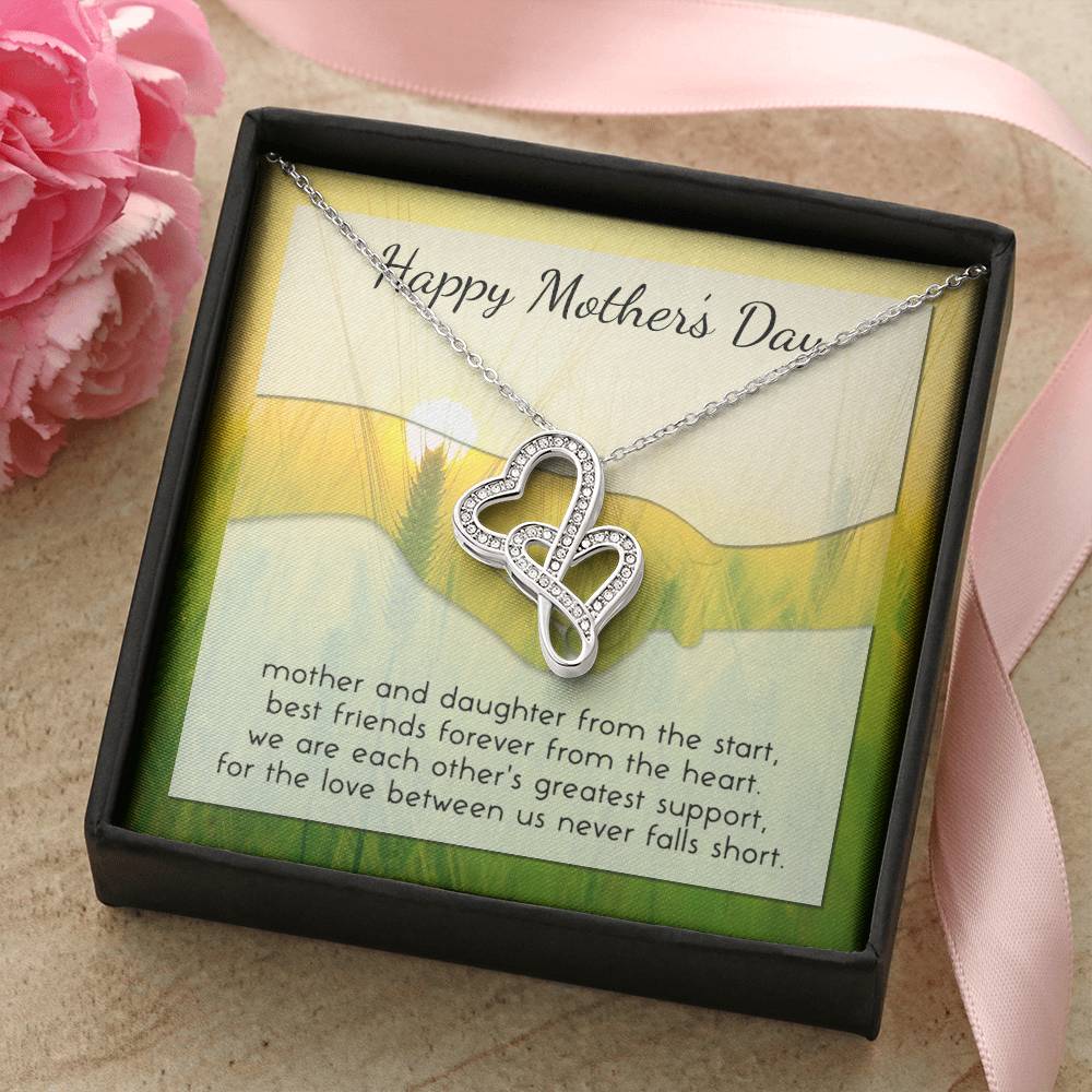 Necklace For Mom On Wedding Day Mother Necklace Message Card From Bride Thank You Gift For Mom Mother Of The Bride Nec Double Hearts Necklace