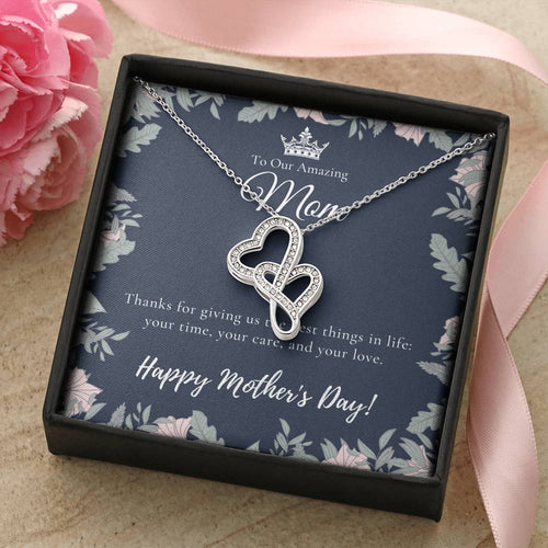 To Our Amazing Mom Necklace Happy Mother’S Day Gift Personalized Mom Gift Mothers Necklace Gift For Mom Best Mom Double Hearts Necklace