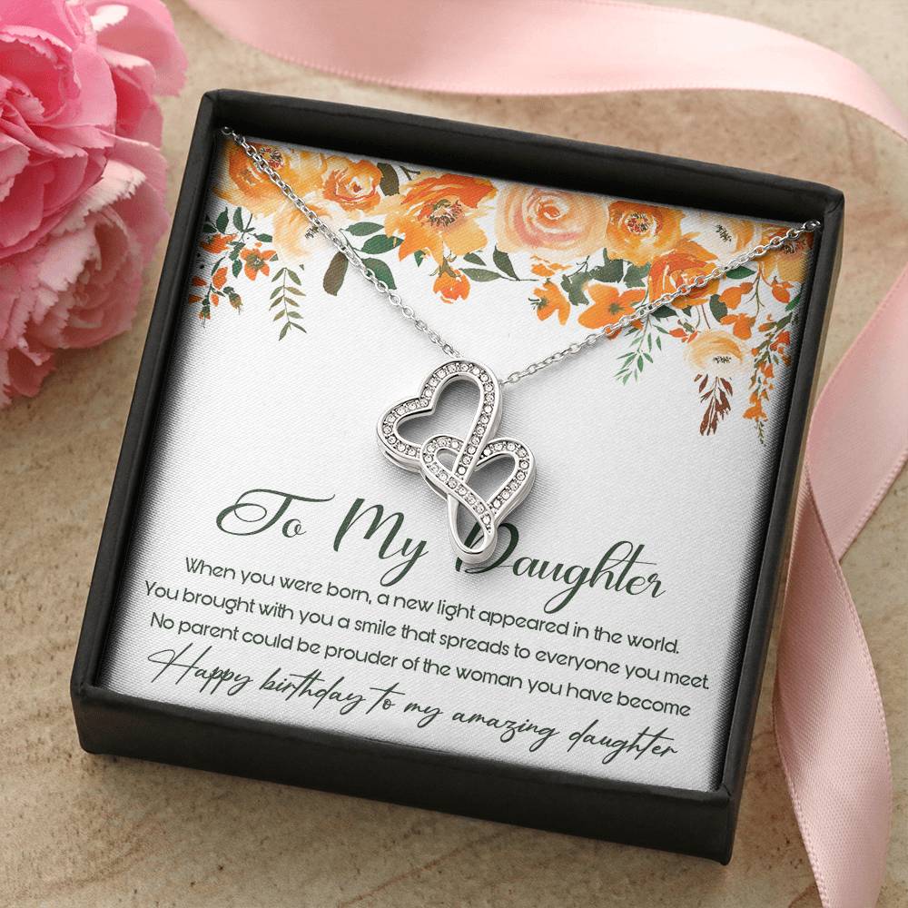 To My Daughter - Dragonfly Pendant Necklace - Gifts For Daughter Gifts For Her - Birthday Gifts - Daughter Gift - To M Double Hearts Necklace