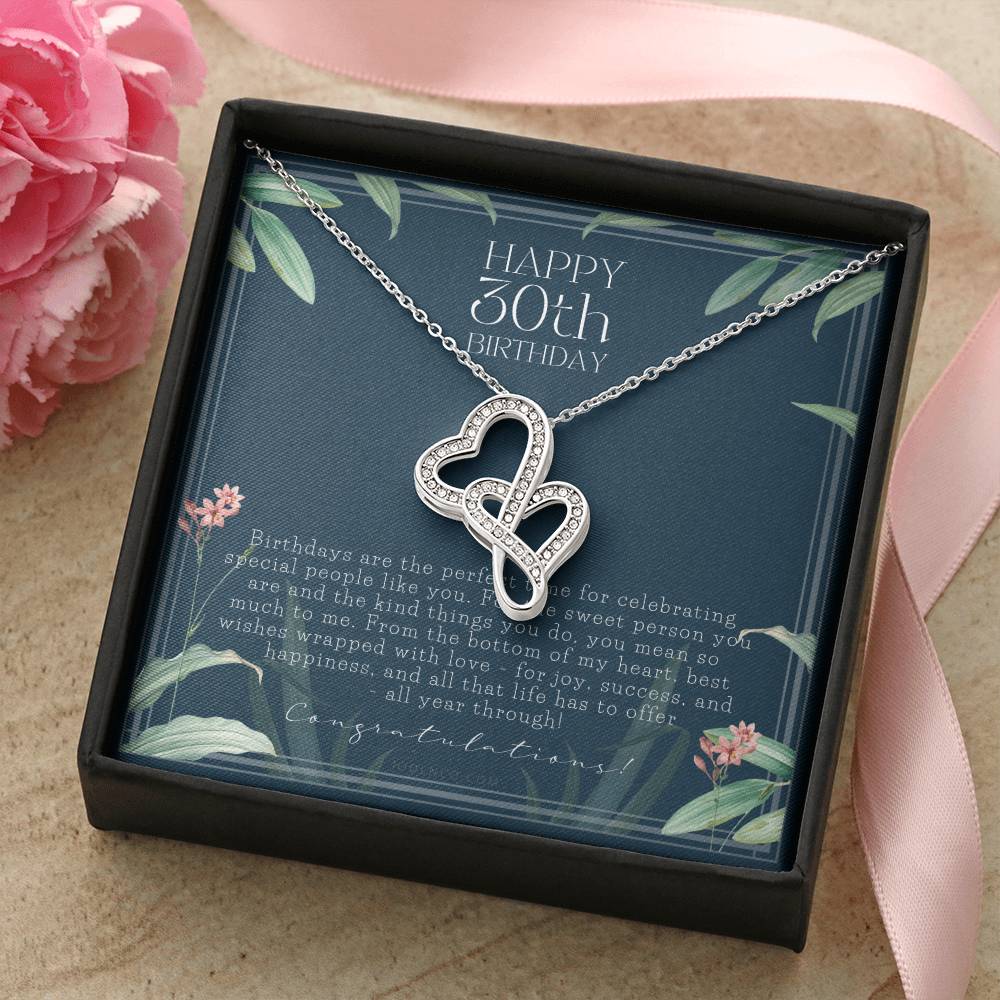 30Th Birthday Gifts For Women Necklace For Her 3 Decade Jewelry 30 Years Old 30Th Birthday Gift Necklace Jewelry 1 Double Hearts Necklace