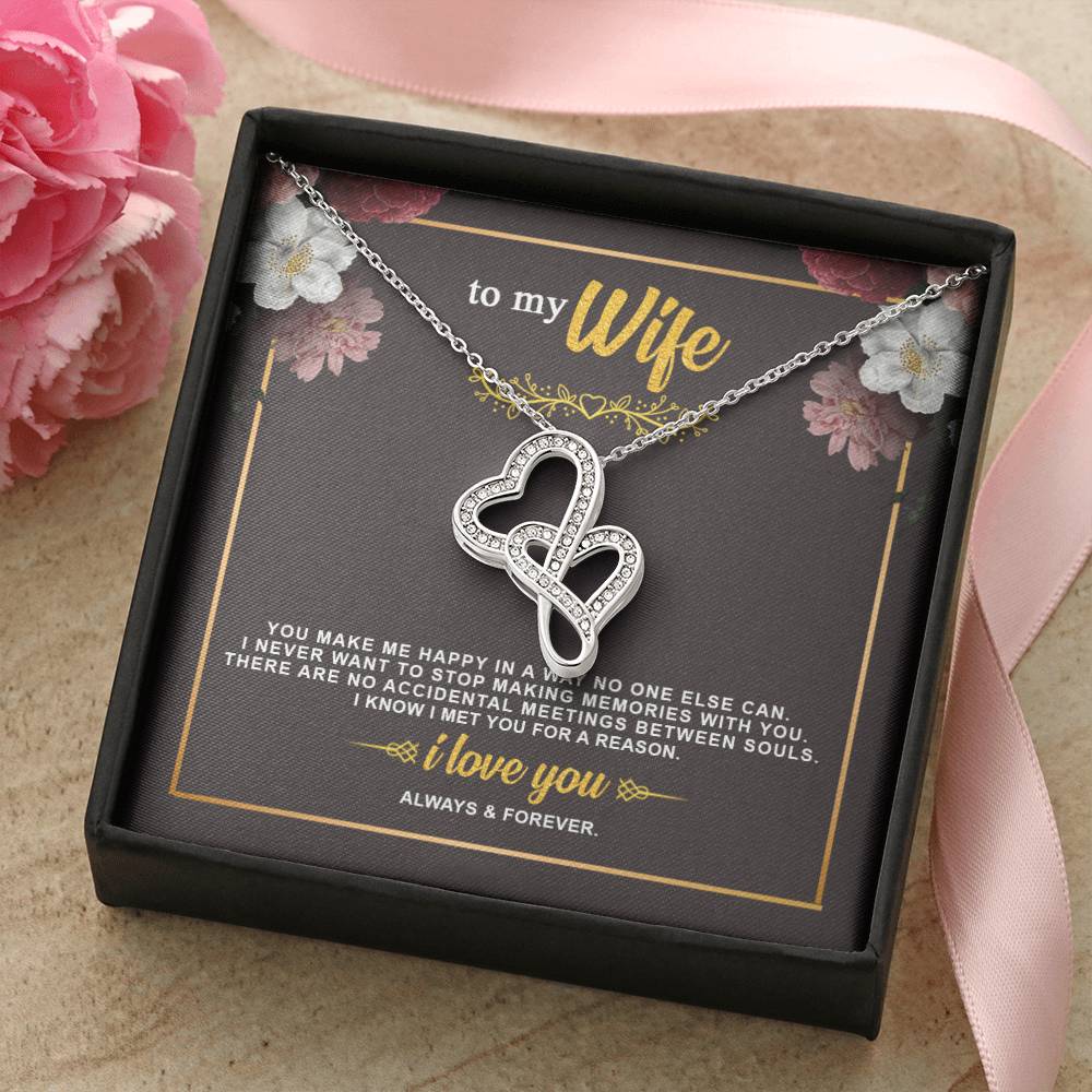 To My Wife Necklace Anniversary Gift For Wife Birthday Gift For Wife Necklace For Wife Gift For Wife Birthday Wife Gi Double Hearts Necklace