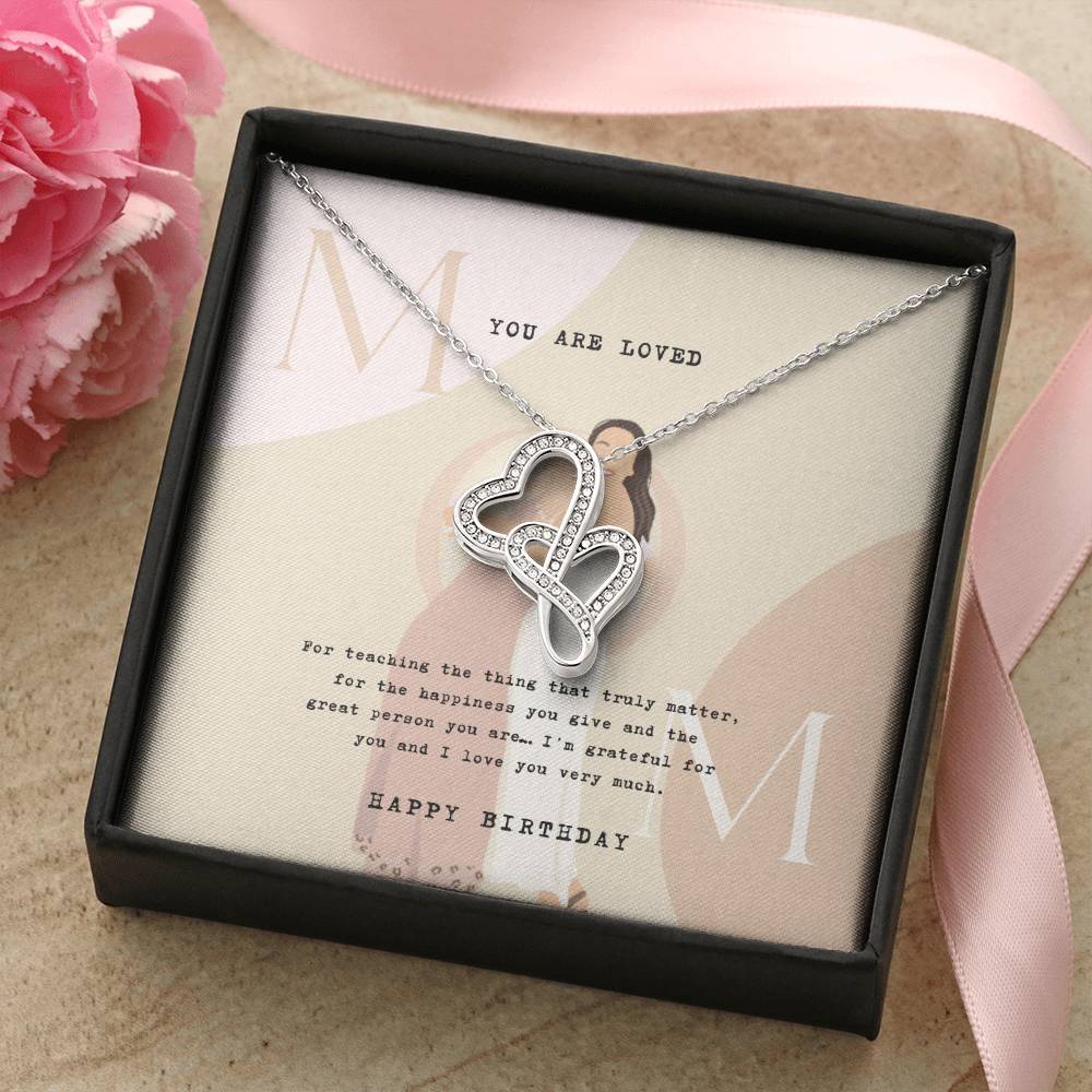 Mom Gift Design 2 Double Hearts Necklace