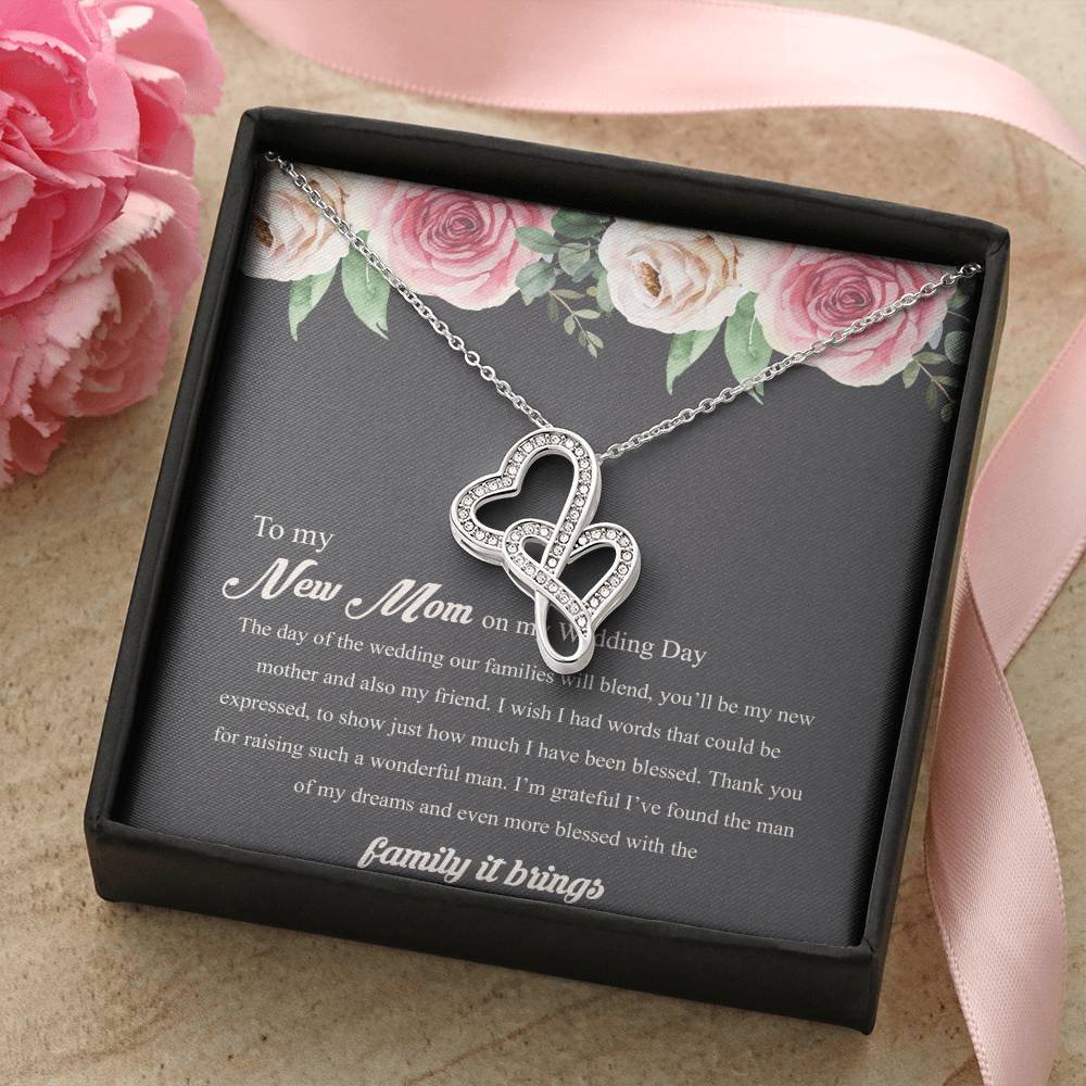 To My New Mom On My Wedding Day Double Hearts Necklace