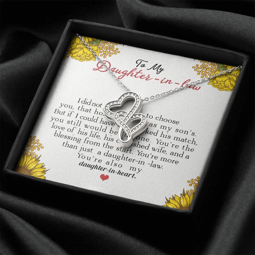 To My Daughter-In-Law You're Also My Daughter In Heart 2 Double Hearts Necklace