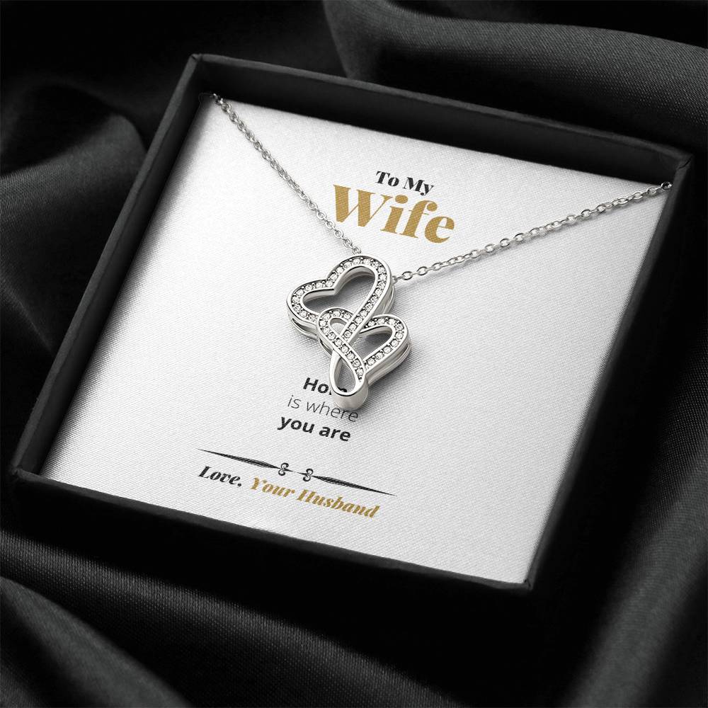 Home Is Where You Are - Double Hearts Necklace