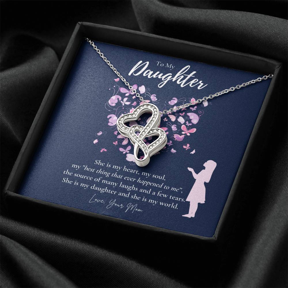 Daughter Gift - To My Daughter Necklace From Mom - Daughter's Birthday Gift - To My Daughter Necklace - Gift For Daugh Double Hearts Necklace