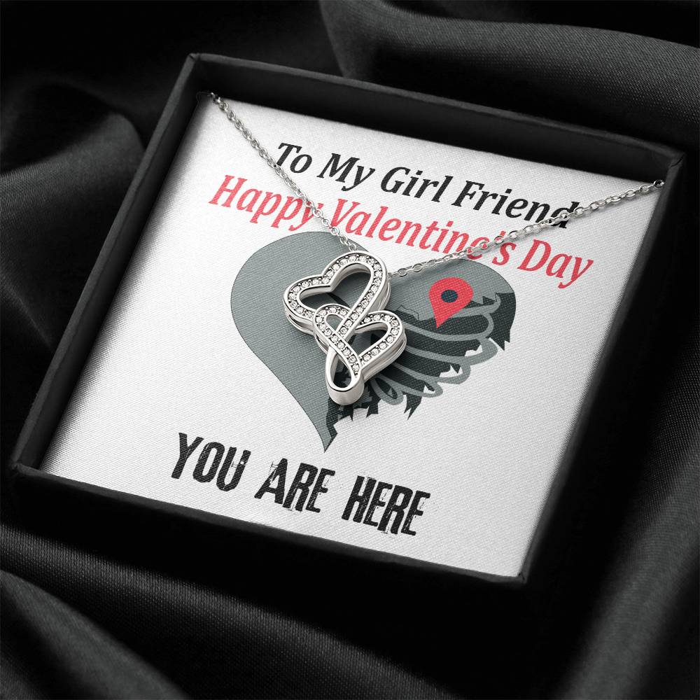 To My Girlfriend Necklace Valentine Gift With Romantic Message Card Sweetheart Gift For Wife Double Hearts Necklace