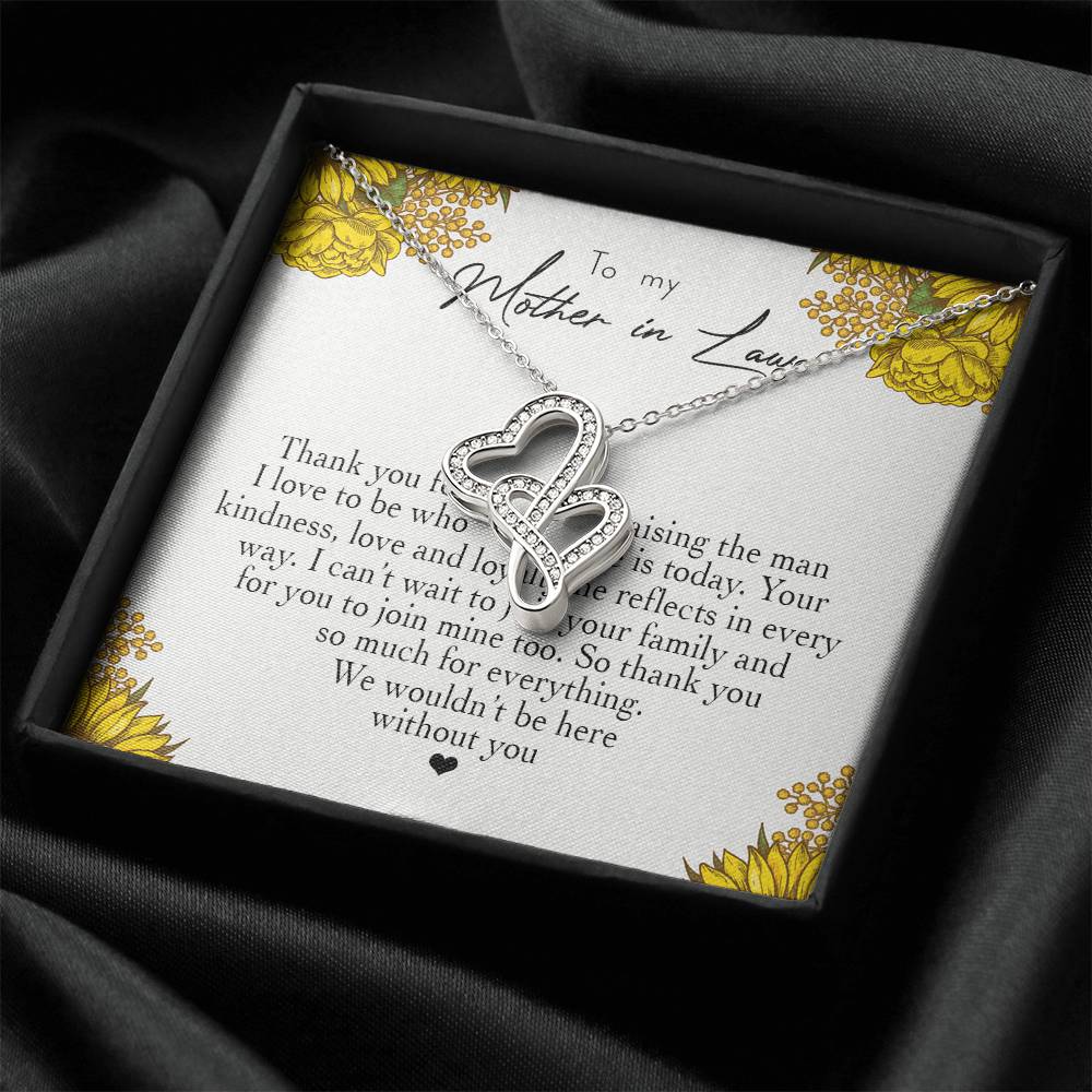 To My Mother In Law Thank You For Raising The Man I Love Double Hearts Necklace