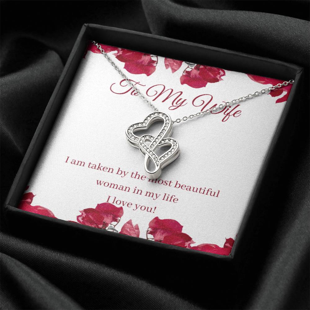 To My Wife - Gift Double Hearts Necklace