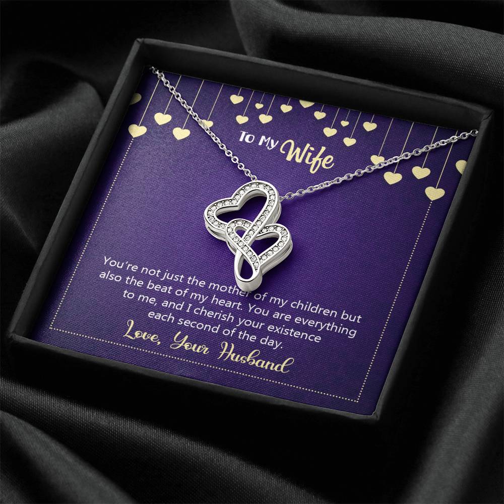 Happy Anniversary You're Not Just The Mother Of My Children Double Hearts Necklace