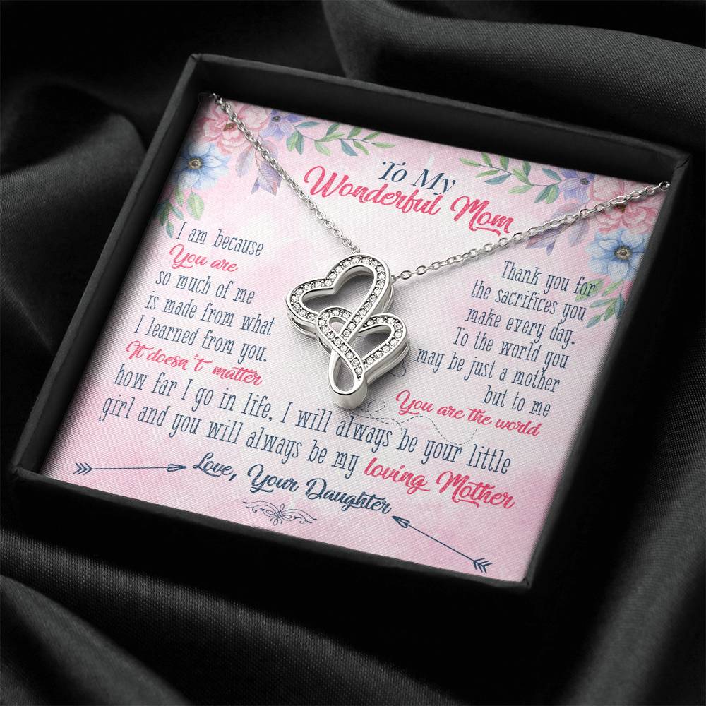 To My Wonderful Mom - Love From Daughter - Gift For Mom Double Hearts Necklace