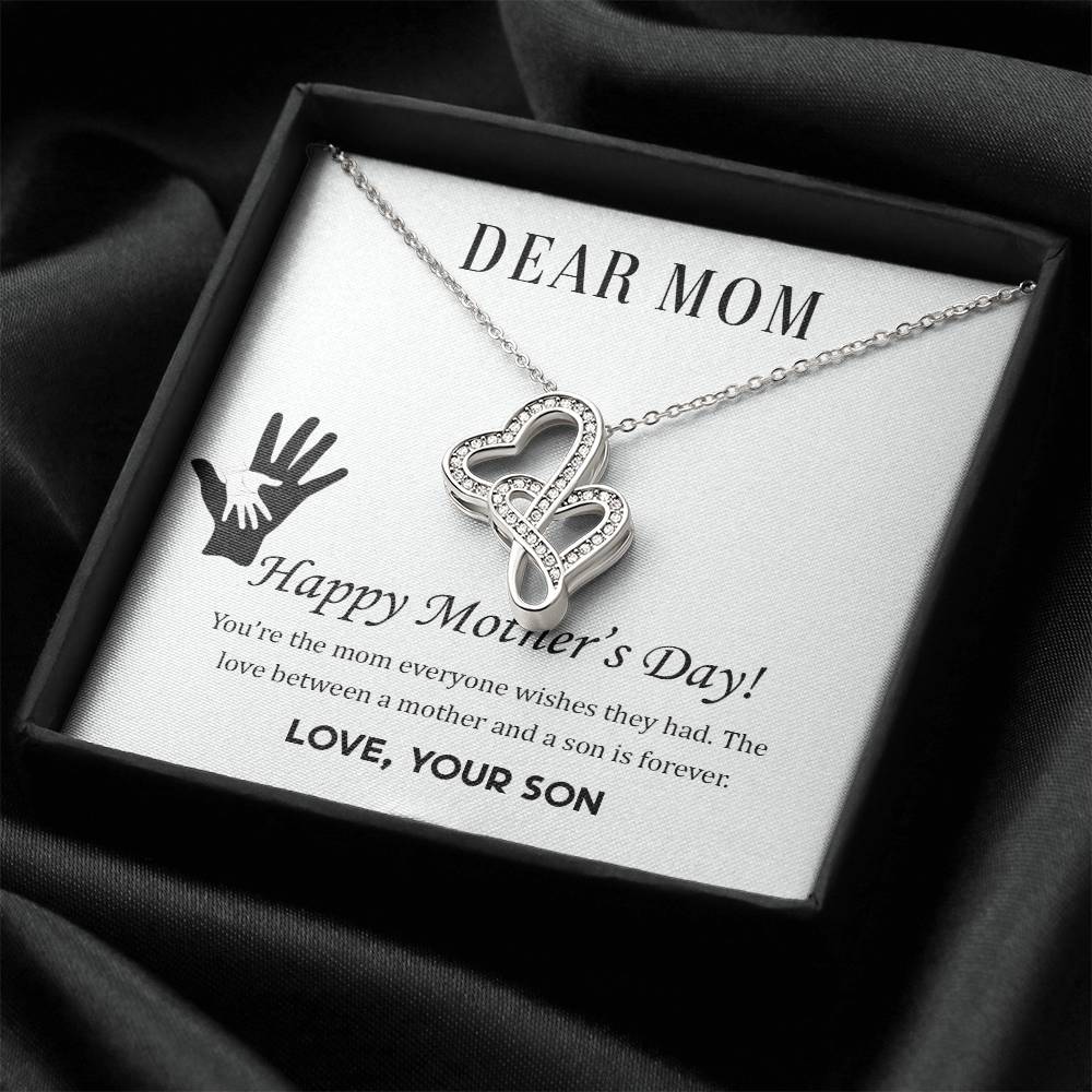 Dear Mom - Happy Mother’S Day - Double Hearts Necklace