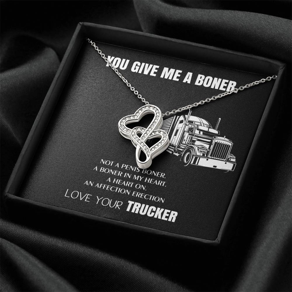 You Give Me A Heart Boner An Affection Erection Funny & Sarcastic Love For Her Mature Gag Gif Double Hearts Necklace