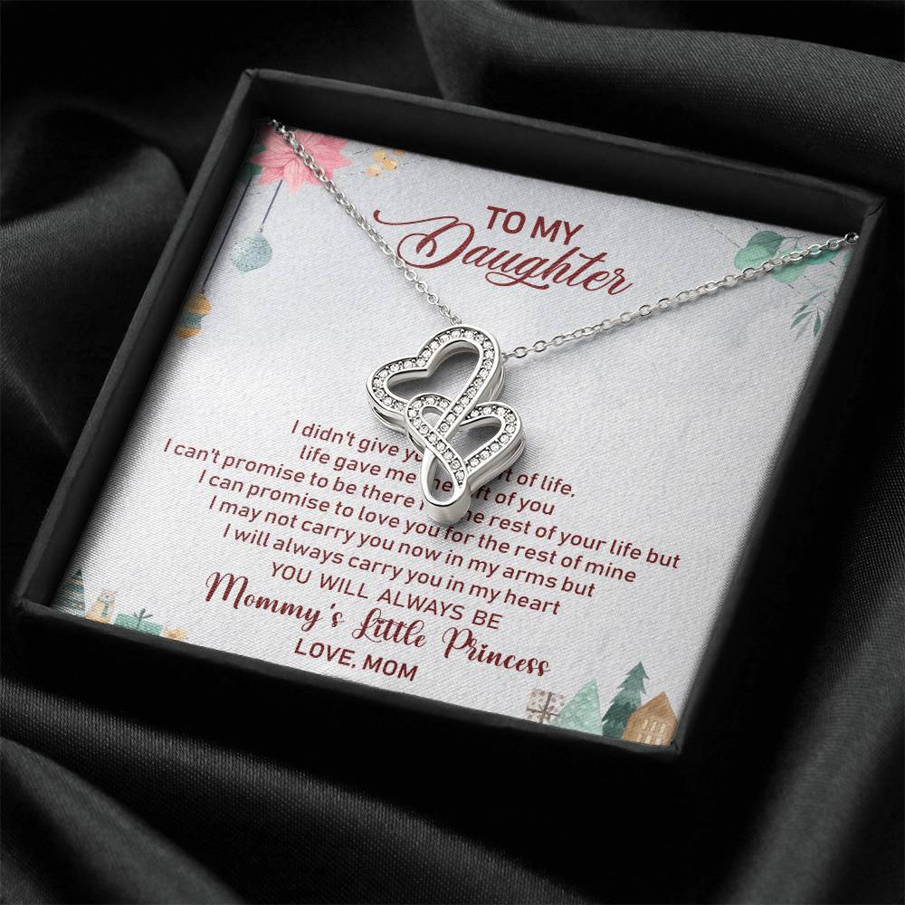 To My Daughter Necklace - Mommy Little Princess - Princess Necklace - Princess Necklace For Little Girls - Princess Ne Double Hearts Necklace