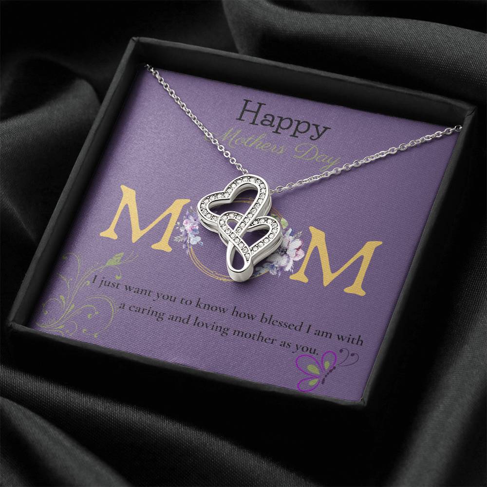 Mom ! Gift Set For Mother's Day. Double Hearts Necklace