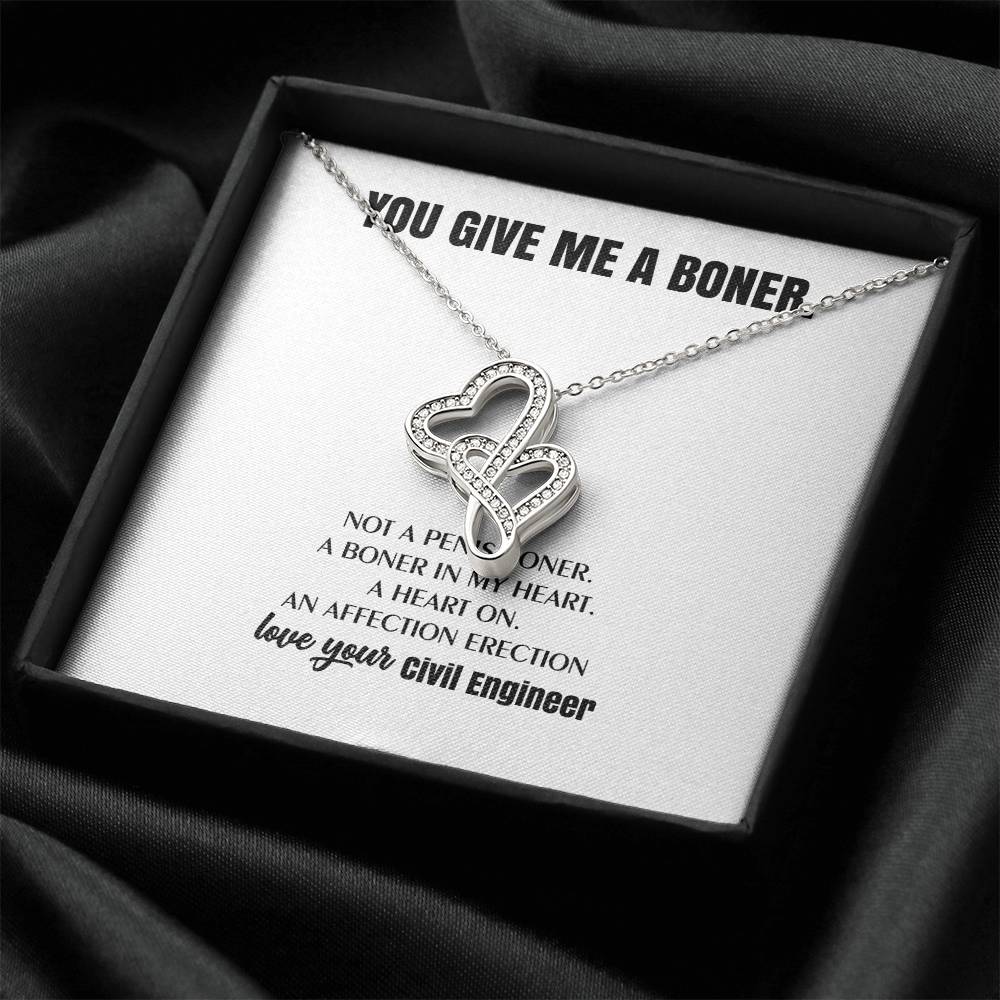 You Give Me A Heart Boner An Affection Erection Funny & Sarcastic Love For Her Mature Best Fu 9 Double Hearts Necklace