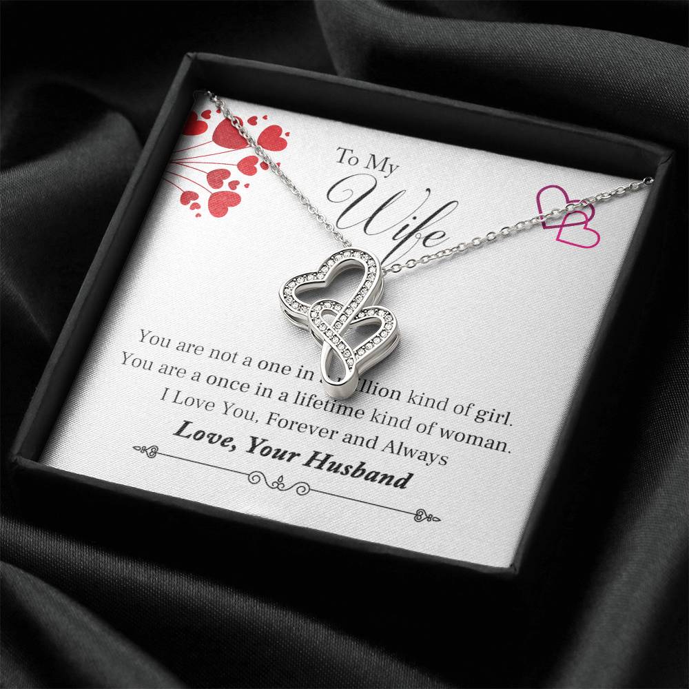 To My Wife - Once In A Lifetime - Necklace Double Hearts Necklace
