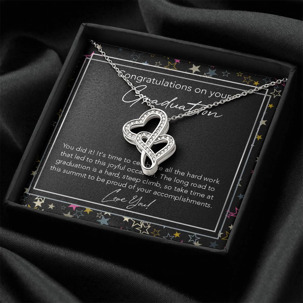 Joined Hearts Necklace College Graduation Gift For Her Phd Graduation Gift For Daughter High School Graduation Gift Fo Double Hearts Necklace