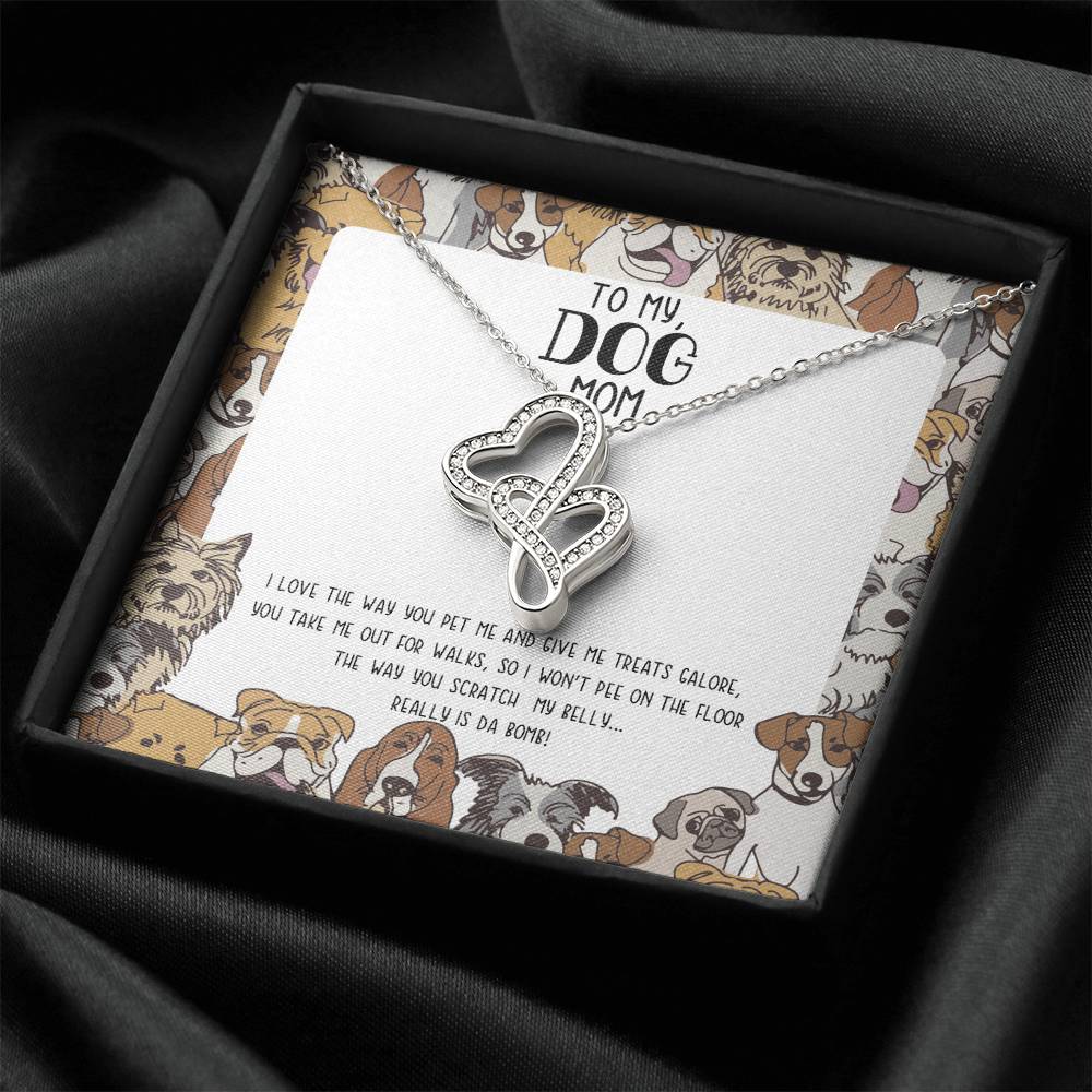 Dog Mom Dazzling Pendant Necklace Double Hearts Necklace