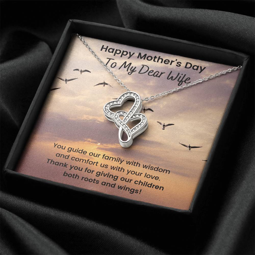 Happy Mother's Day To My Dear Wife Double Hearts Necklace