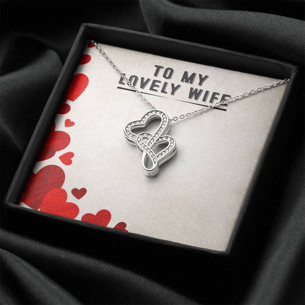 To My Lovely Wife Double Hearts Necklace