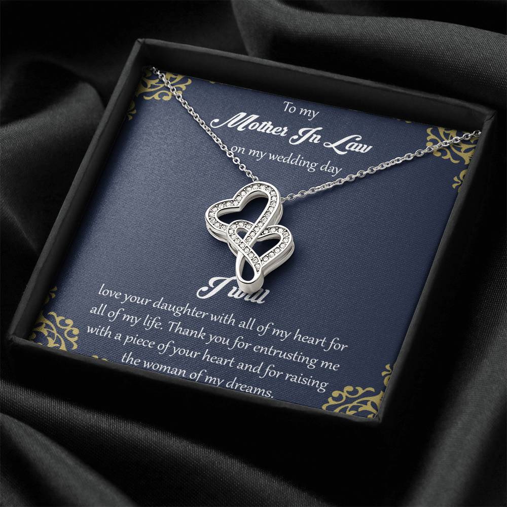 To My Mother In Law On My Wedding Day Double Hearts Necklace