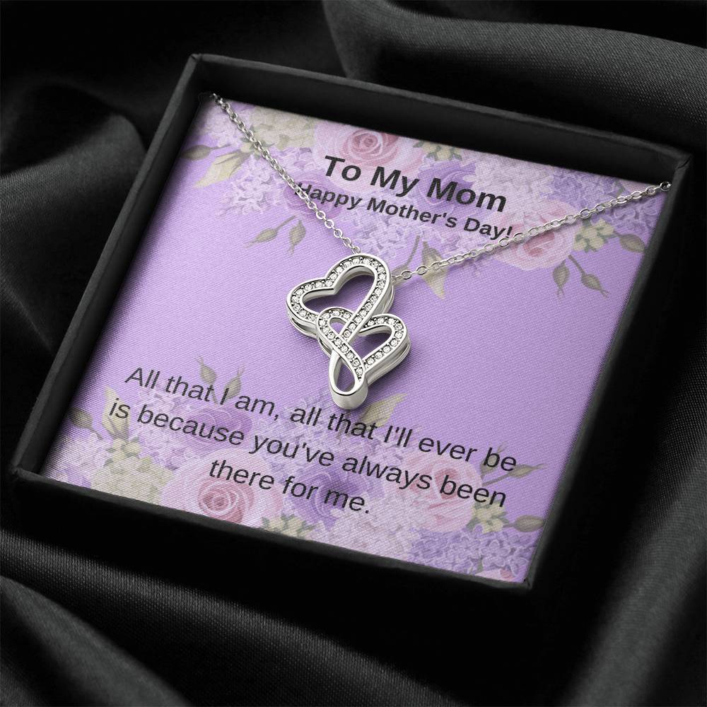 To My Mom Roses Double Hearts Necklace