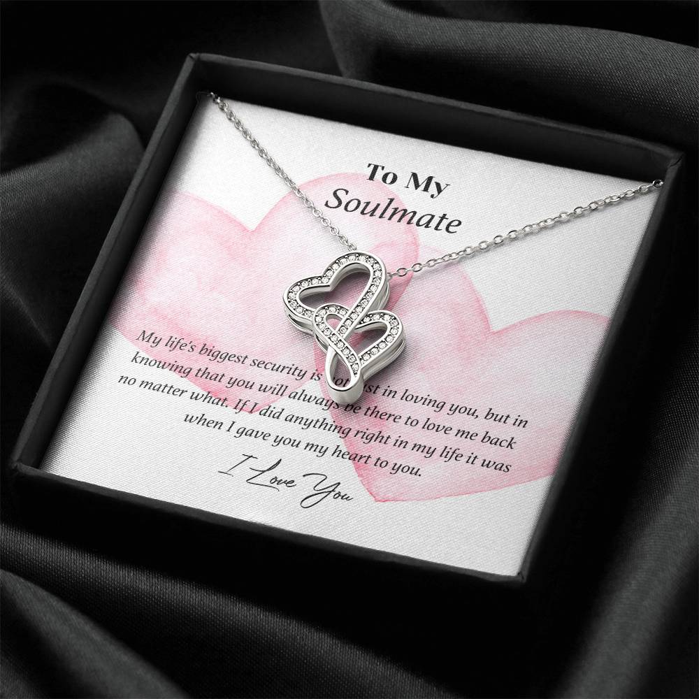 To My Soulmate - I Love You - Double Heart Necklace Double Hearts Necklace