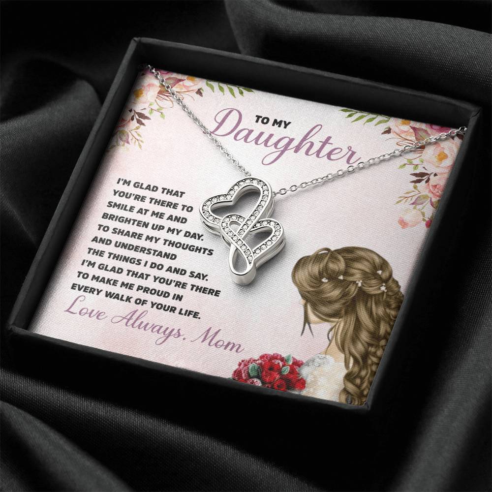 To My Daughter - Gift Double Hearts Necklace