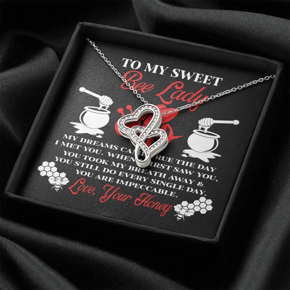 Gift For Her Bee Lady From Honey My Dreams Came True The Day I Met You Double Hearts Necklace