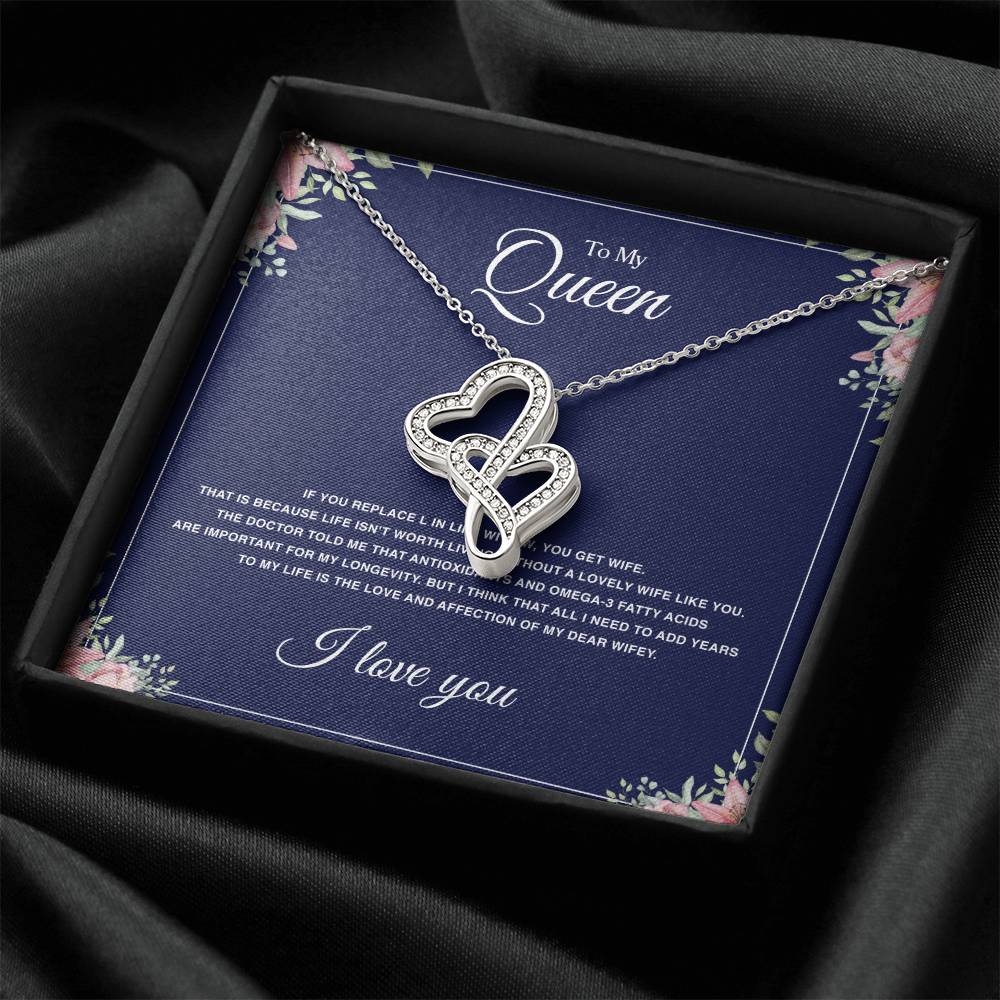To My Queen Double Hearts Necklace