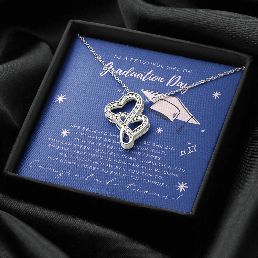 Happy Graduation Your Future Is Bright Daughter Necklace Class Of 2021 Graduation Necklace Card Gift Necklace For Daug Double Hearts Necklace