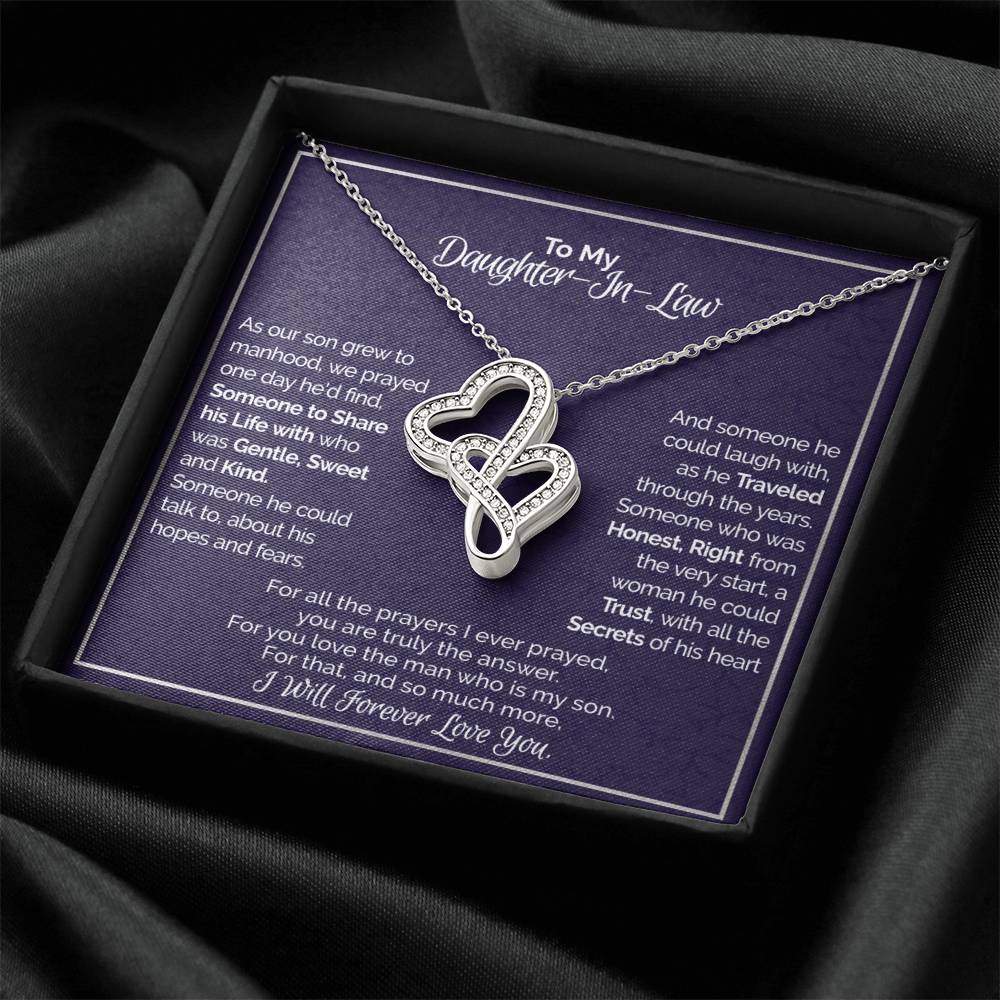 A Gift For Daughter In Law - You Are The Only Answer Double Hearts Necklace