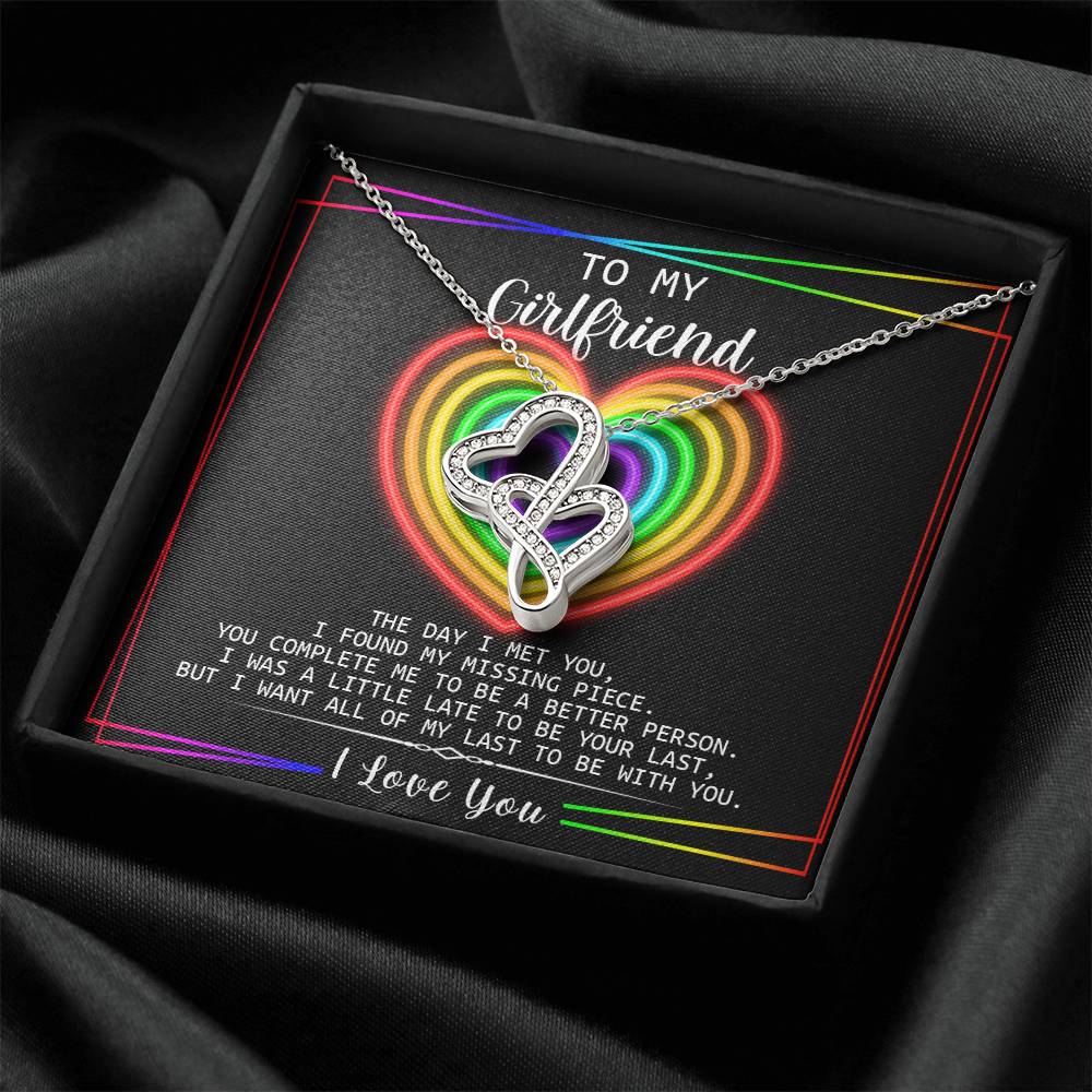 To My Girlfriend - I Love You Message - Tmgf06 Double Hearts Necklace