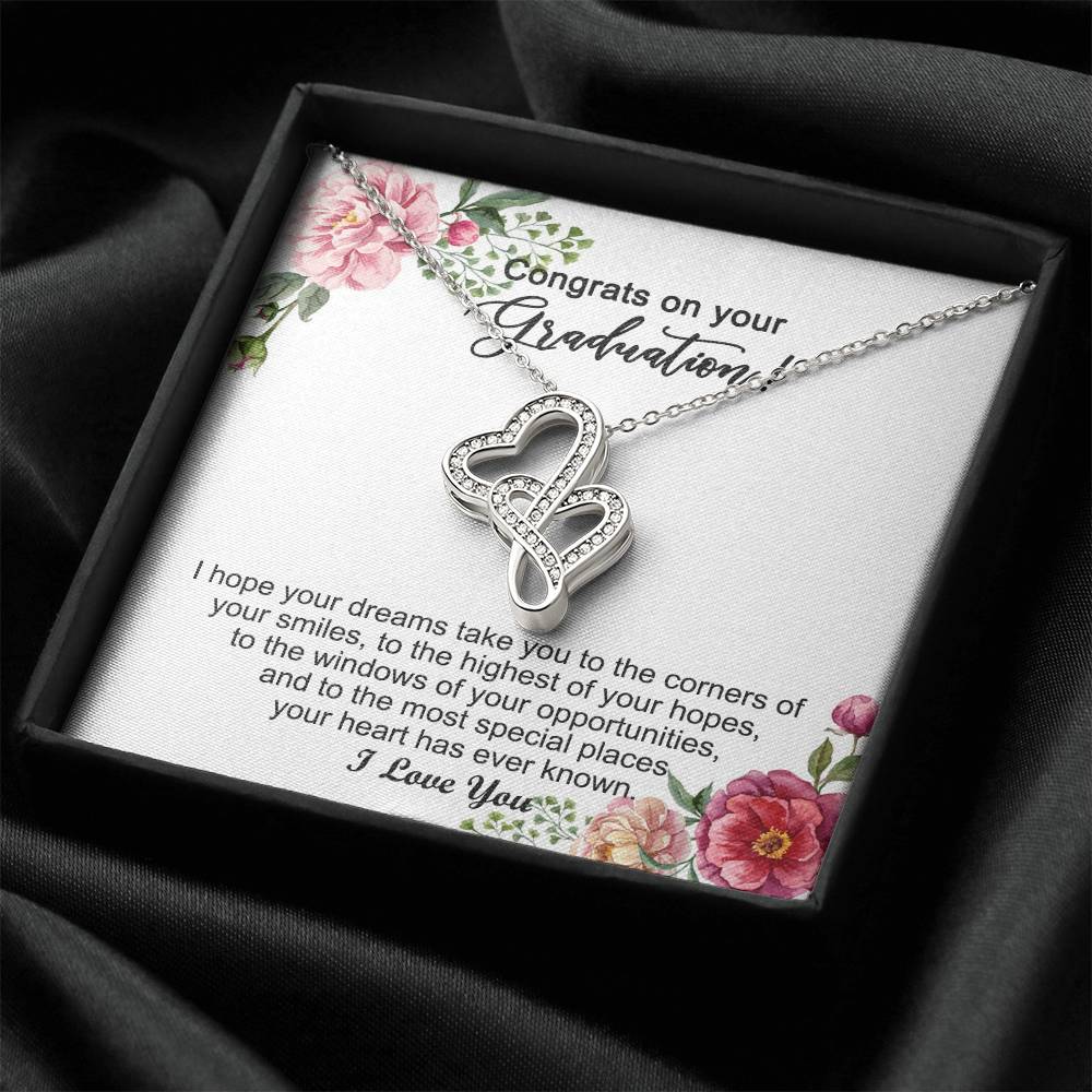 Graduation Gift For Girls Graduation Day - Necklace Double Hearts Necklace